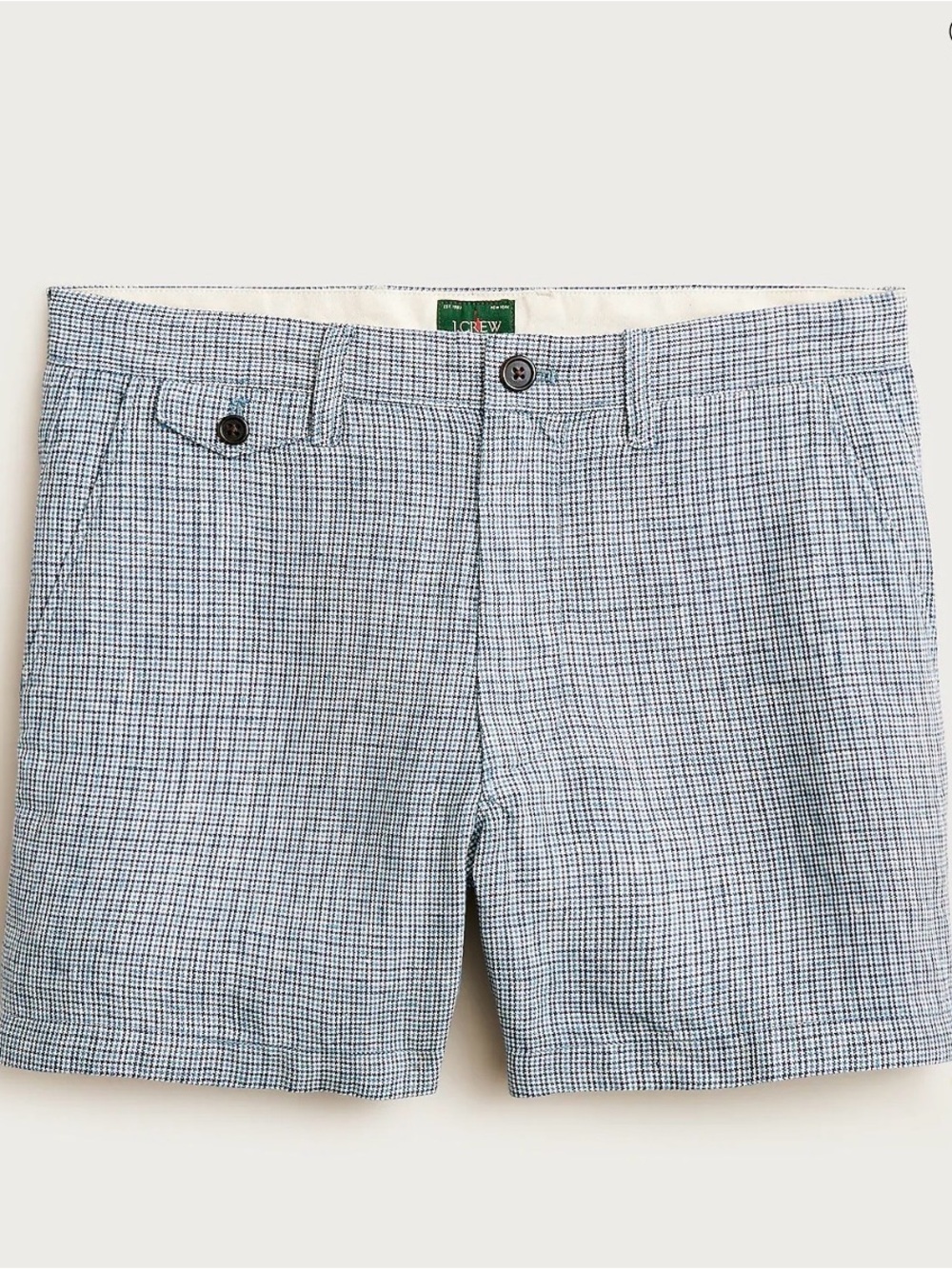 NWT J.Crew Harold Canvas Shorts Men’s 32 7” 100% Linen Blue Check